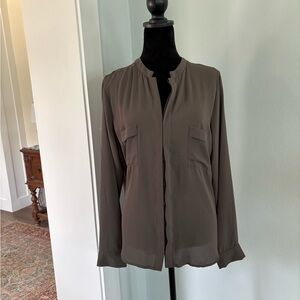 Ro & De L long sleeve olive green blouse for office NWT
